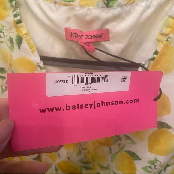 NWT~BETSEY JOHNSON Women Lemon Print Martina Midi Lined Dress Size Small - Picture 7 of 9